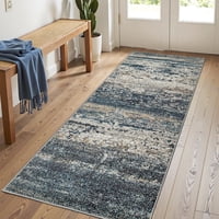 Alfombra Runner Art&Tuft Tpr19 Azul Marino, 76 X 244 Cm, Abstracta