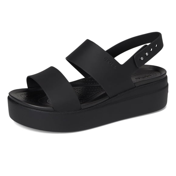 Sandalia Crocs Brooklyn Cuña Baja Negra con Correa Ajustable