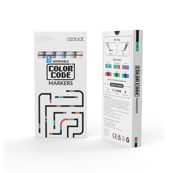 Marcadores Ozobot Pack de 5 Lavables para Codificación por Color STEAM