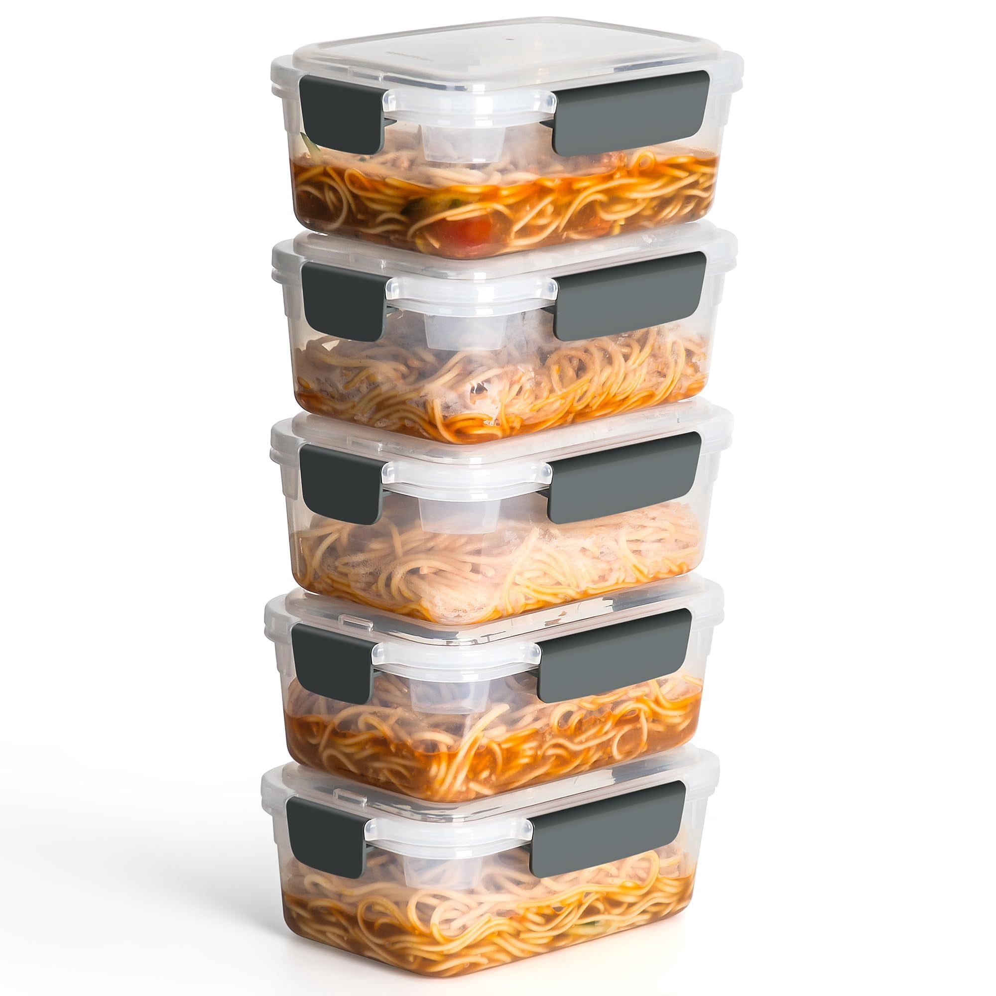 Contenedores De Almacenamiento De Alimentos Yory, Paquete De 5 Tazas De Plástico Con Tapas