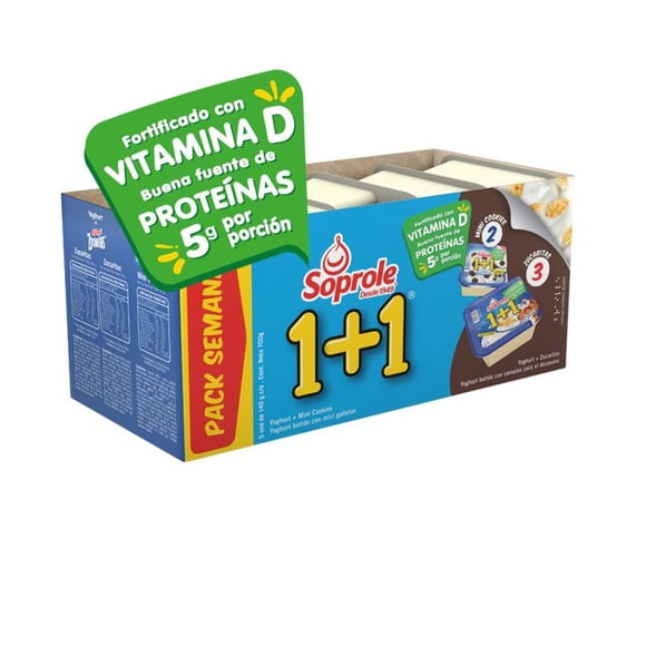 Yoghurt con Cereal 1+1 Pack x5 Zucaritas + Mini Cookies Mix, 140 gr