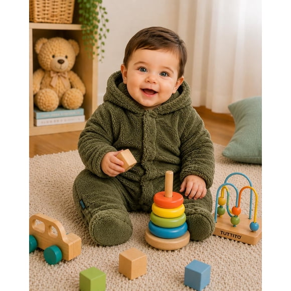 Enterito Sherpa con Gorro Verde