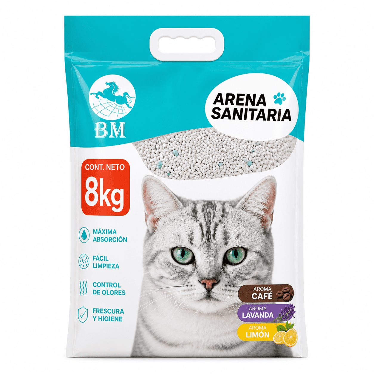 Baima - Arena Para Gato 8kg Aromas Café Lavanda Limón Ultra Absorbente Control Olores Bm Mascotas