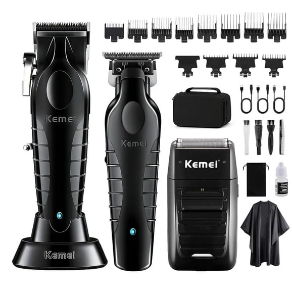 Kit Combo Cortadora de Pelo Profesional Kemei s9 km-2296 + km-2299 + km-1102
