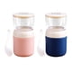 thumbnail image 1 of 2 Uds Recipiente Para El Almuerzo Contenedor De Yogur Contenedor De Alimentos Aislado 2 Niveles Azul Rosa, 1 of 5