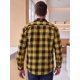 thumbnail image 3 of INSPIRE CHIC Camisas de Franela para Hombre de Manga Larga con Botones Camisa Casual de Cuadros S Amarillo, 3 of 6