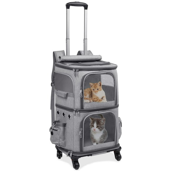 Mochila transportadora para mascotas HOVONO de doble compartimento con ruedas