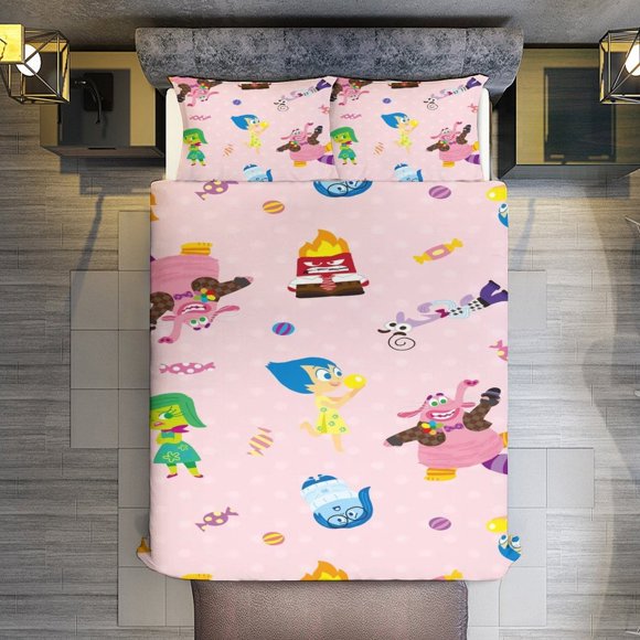 3 Piece Bedding SetPink Inside OutComforter Set for Kids Boys Teen Tween 3D Lightweight Microfiber Bedding Sets