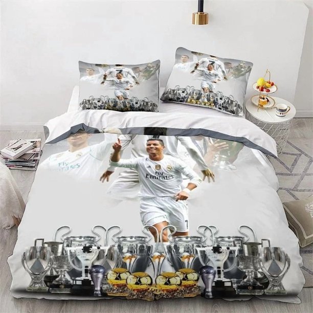 Duvet Cover Set Ronaldo Idol Football Star ed Quilt Cover for Teens Kids Boys Girls Soft Bed Cover with ZipperBed Sheets