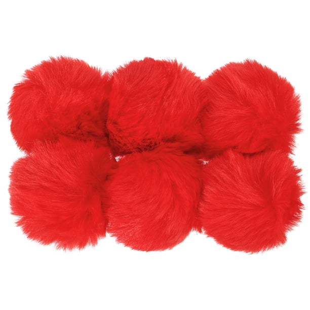 Uxcell Pompones de Piel Sintética de 2.76 pulgadas para Sombreros Pompones de Piel Suave y Esponjosa para Navidad Año Nuevo Cumpleaños Rojo Paquete de 6