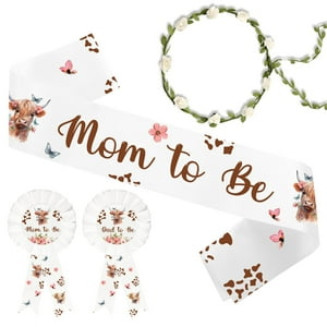 Genérico - Baby Shower Mom To Be Sash Dad To Be Pin And Flower Crown