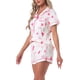 thumbnail image 4 of INSPIRE CHIC Conjuntos de Pijama para Mujer de Manga Corta con Estampado de Lazo Bonito, Suaves y Cómodos, Camisetas con Botones y Pantalones Cortos 2 Piezas XL Rosa, 4 of 5