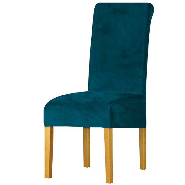 Xiao Hua Funda de terciopelo para silla - 2 piezas, talla única, elástica, para sillas, de tela de terciopelo, para restaurantes, lavable a máquina, funda protectora para muebles, verde oscuro.