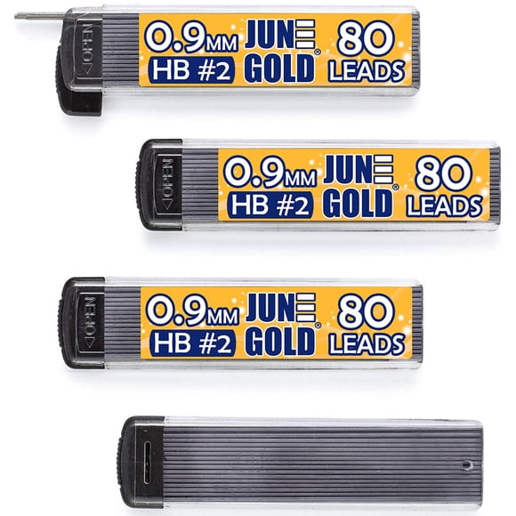 Recambios de plomo June Gold, 0,9 mm HB #2, 320 piezas (paquete de 4)