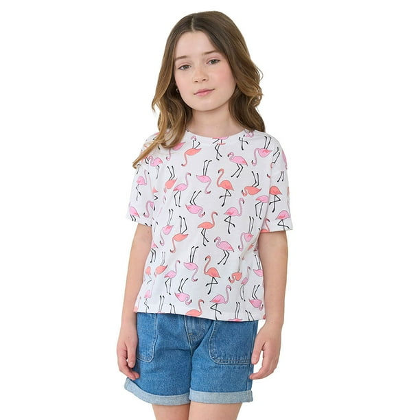Polera Niña Kids Manga Corta Full Crop Blanco Corona