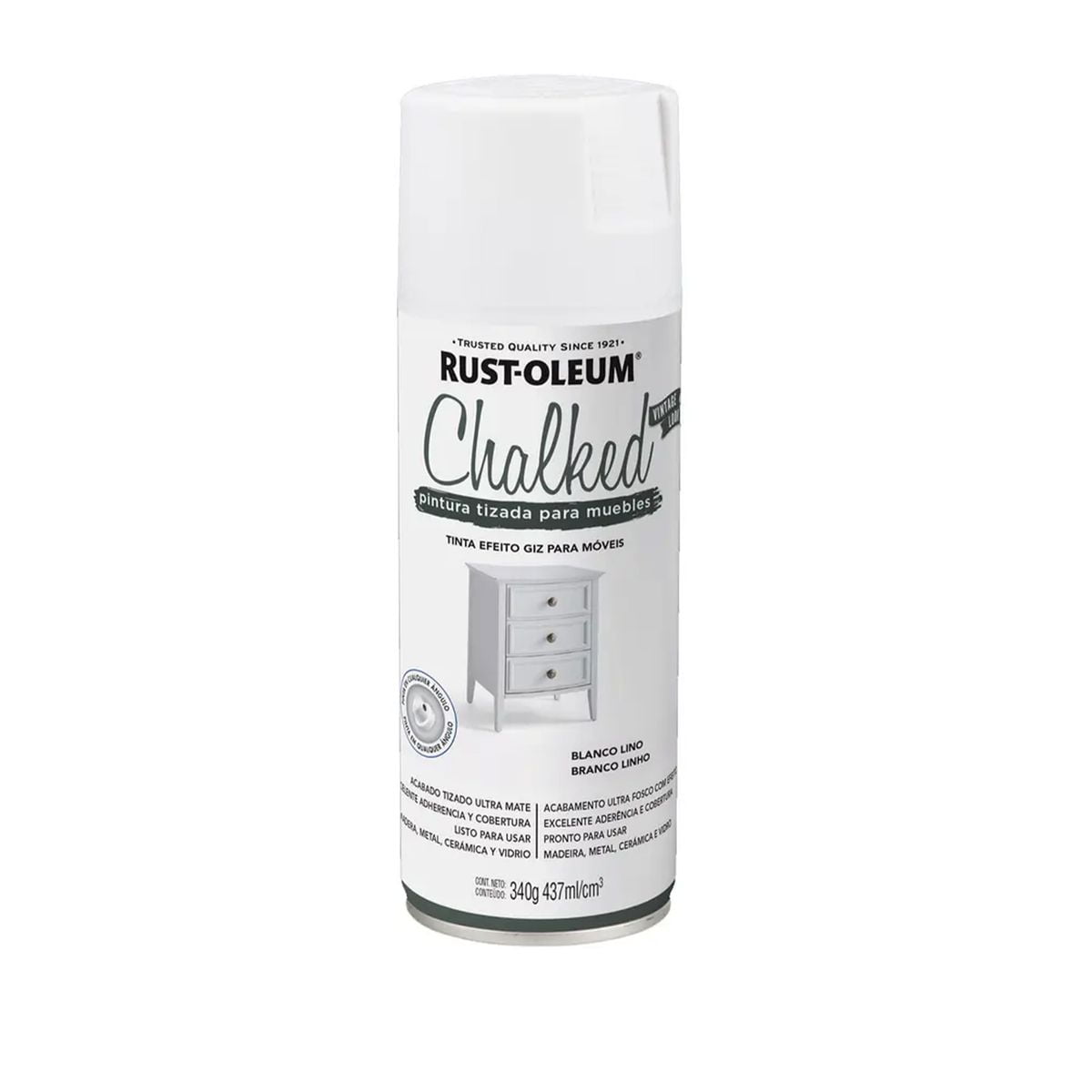 Rust-oleum - Pintura En Spray Chalked Tizada Blanco Lino Ultra Mate 340 G