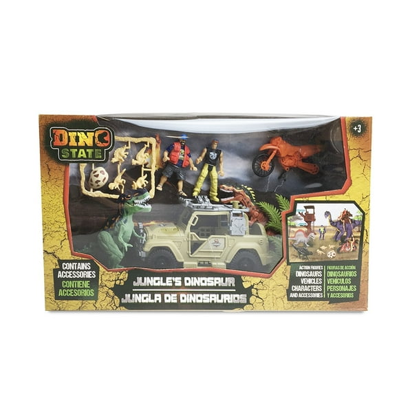 Set dinosaurio con Vehículos, Figuras y Accesorios