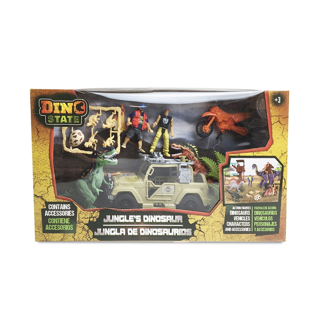 Dino State - Set Dinosaurio Con Vehículos, Figuras Y Accesorios
