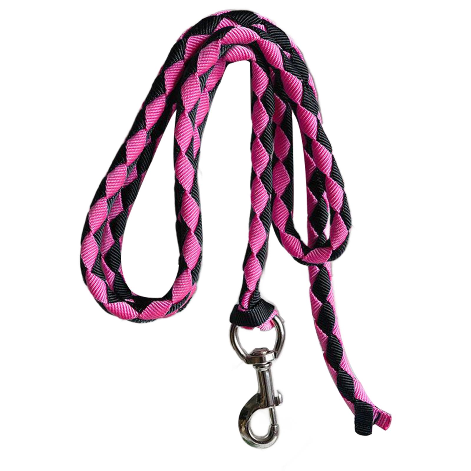 Magideal - Cuerda De Plomo Para Caballo, Correa Trenzada Para Caballo, Cuerda De Plomo Ecuestre Para Sujetar Al Cabestro O Arnés, Cuerda Principal Para Caballo 4M Rosa Y Negro