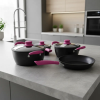 Batería Antiadherente De Cocina 7 Piezas Línea Cherry Vitta