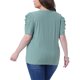 thumbnail image 3 of Agnes Orinda Blusas Casuales para Mujer de Talla Grande con Bordado de Ojal, Mangas Abullonadas y Cuello Redondo, Talla 4X Verde, 3 of 6