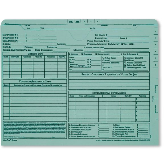 Carpeta de trabajo AUTO BODY TOOLMART 29 cm Aguamarina paquete de 25