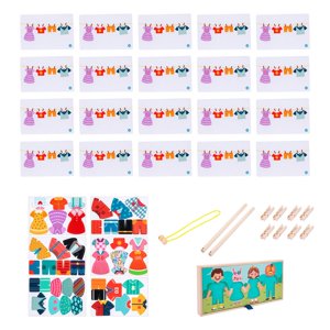 Magideal - Juego De Ropa Colgante, Juguete Educativo Para Edades Tempranas, Juguete De Madera, Juego De Simulación, Ropa De Secado, Trajes Para Niños, Favores De