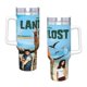 thumbnail image 4 of La Tierra Perdida Vaso aislado de acero inoxidable con asa, diseño temático, regalo para familia, amigos y fans; incluye pajita y encaja en el portavasos estándar, 40 oz, 4 of 6