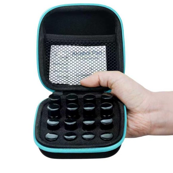 Estuche para Viales BCDHAMATE de 16 Ranuras 3 ml Azul con Cremallera de Viaje