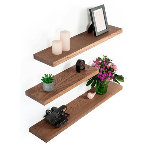 Wakeshome - 3 Repisas Flotantes Estantes Flotantes De Madera Para Hogar