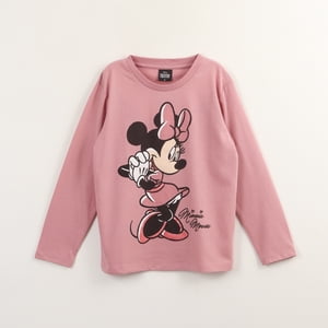 Polera Manga Larga Niña Minnie Mouse Rosado Disney