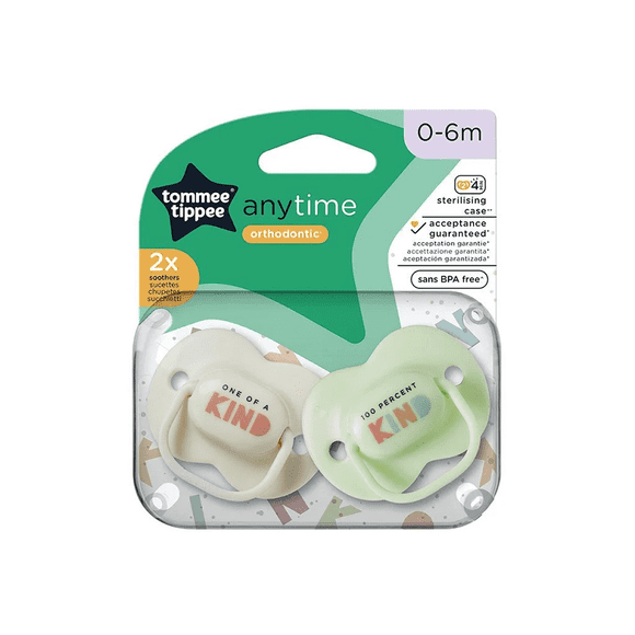 Chupete De Silicona 0-6 Meses Anytime Orthodontic Blanco/Verde