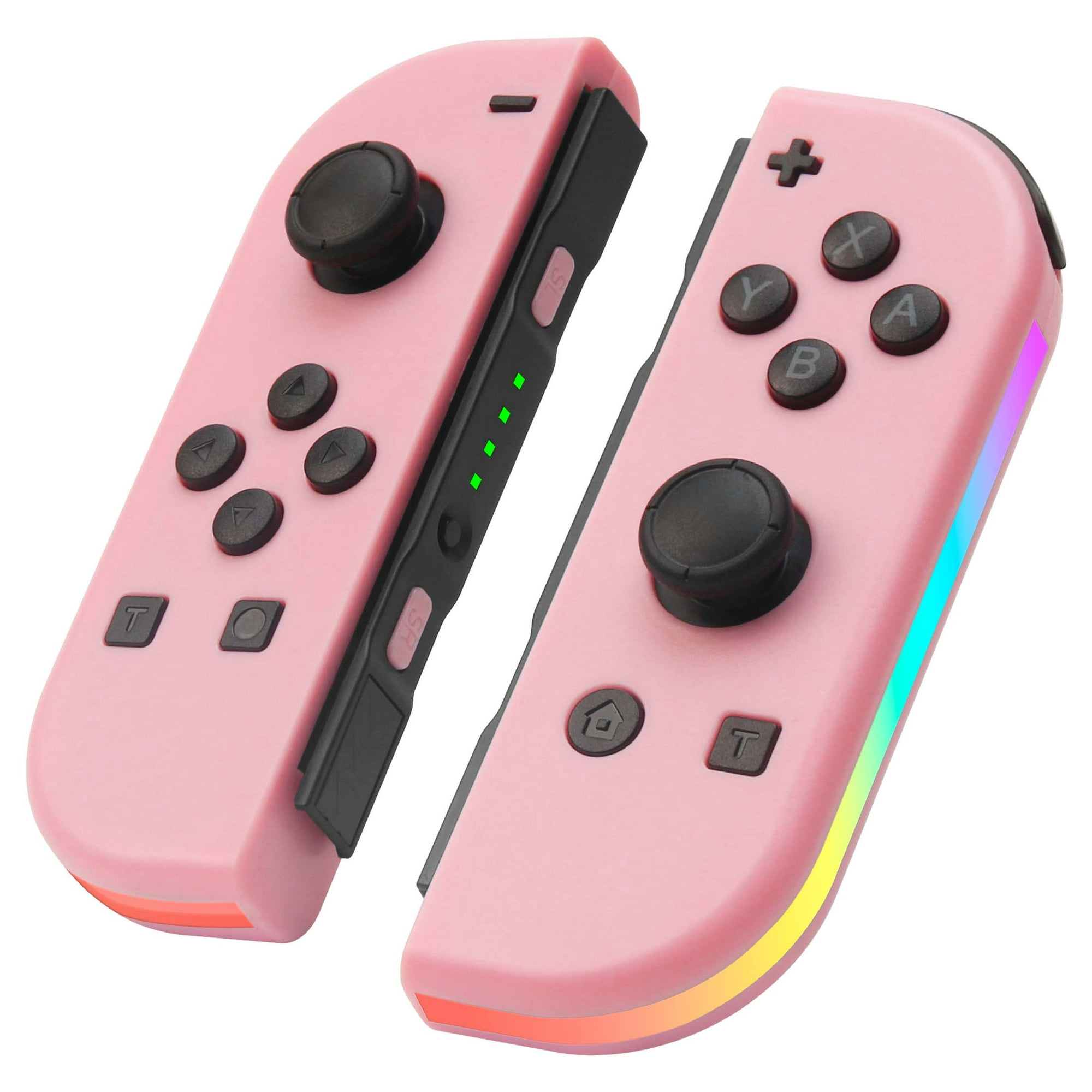 Genérico - Controlador (l/r) Para Nintendo Switch - Mando Inalámbrico Joypad Con Luz Rgb, Turbo, Control De Movimiento Y Color Rosa
