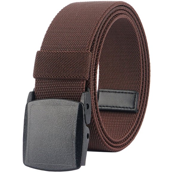 Cinturones elásticos para hombre con hebilla de plástico sin metal para trabajo y deportes, 130cm, Café