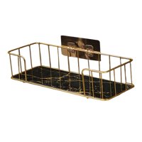 Bothyi - Estante De Baño De Montaje En Pared De Arte Del Hierro Multifuncional Para Accesorios De Baño Pequeño Negro Dorado