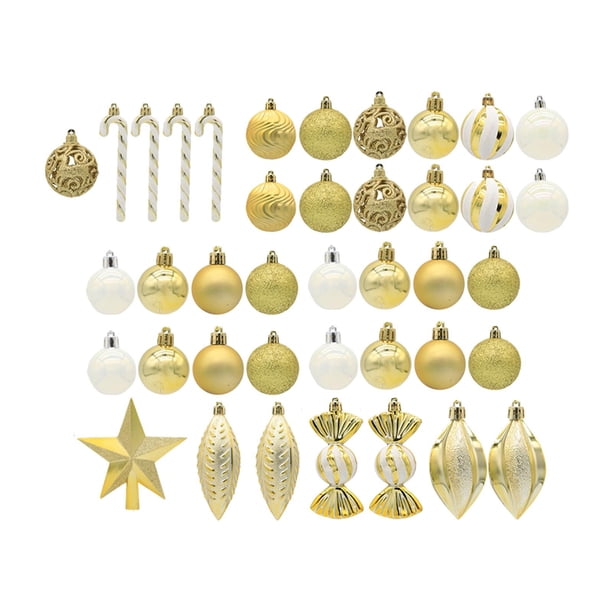 Juego De 40 Adornos De Bolas De Navidad, Decoración Navideña Para Cumpleaños, Festival, Patio, Dorado