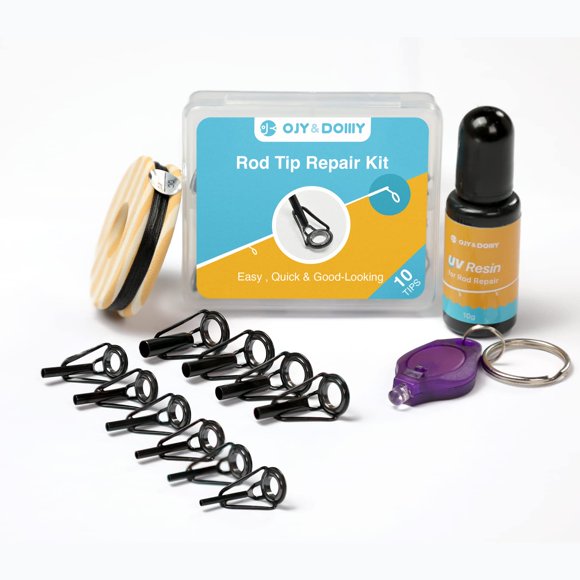 Kit de Reparación de Punta de Caña de Pescar OJYDOIIIY Pegamento UV 10 Puntas