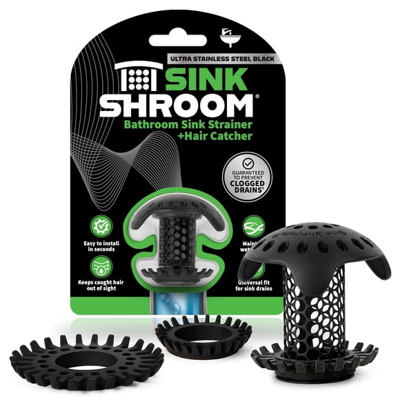 Protector de desagüe para lavabo de baño SinkShroom Ultra, negro mate
