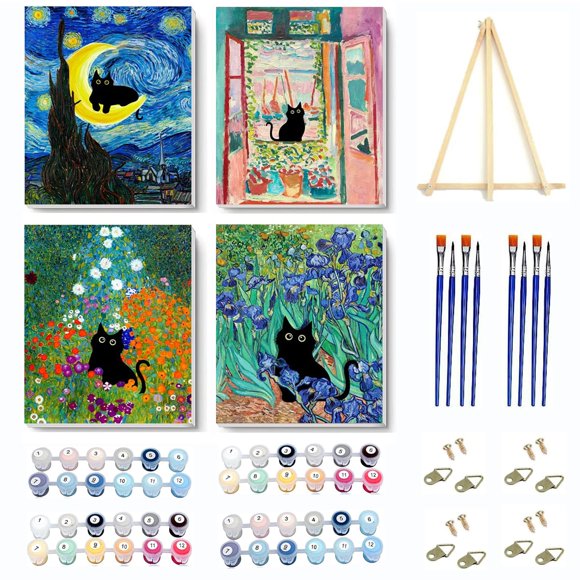 Kit de Pintura por Números VIGEGU 4 unidades con caballete