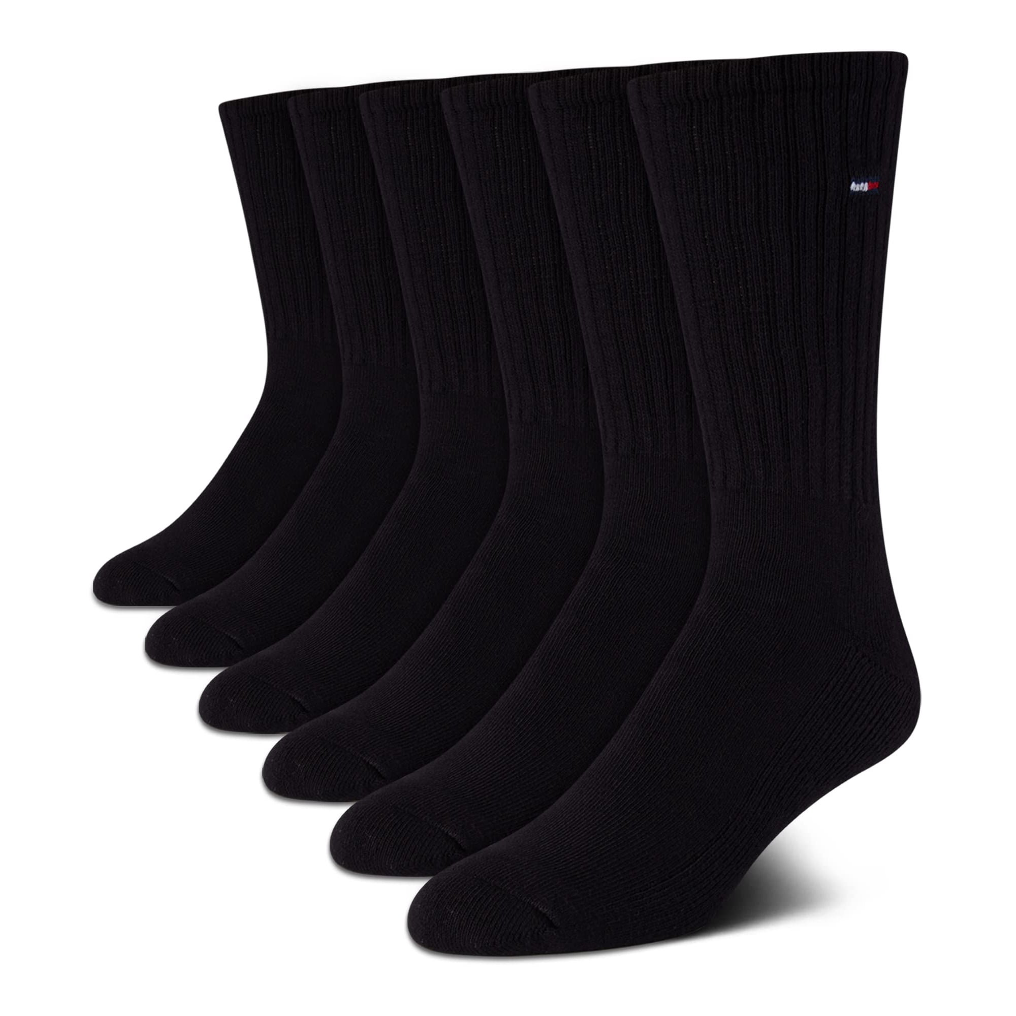 Calcetines Redondos Tommy Hilfiger Para Hombre De 7 A 12 Años, Talla 6, Paquete De Negros