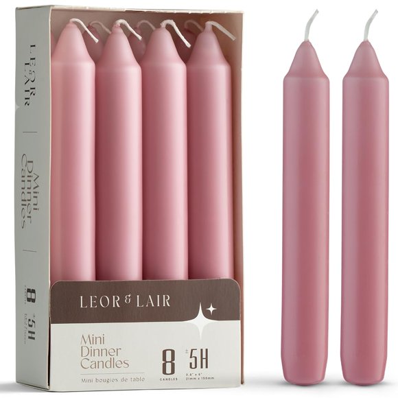 Velas de pabilo Leor & Lair Pack de 8 – Rosa claro 15 cm