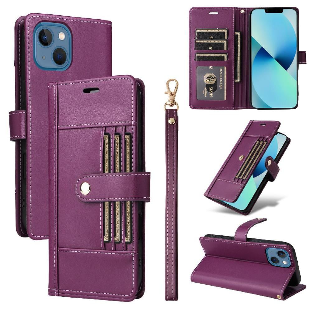 Foxdock Funda Tipo Cartera Para Iphone 12 – Cubierta De Cuero Pu Con Múltiples Ranuras, Bolsillo Para Efectivo Y Correa De Muñeca