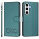 thumbnail image 2 of Funda de Cuero Tipo Billetera para Samsung Galaxy S24 FE 5G de 6.7", con Tarjetero, Pulsera, Soporte a Prueba de Golpes con Relieve de Patrón Feliz, Verde, para Galaxy S24 FE 5G, 2 of 8