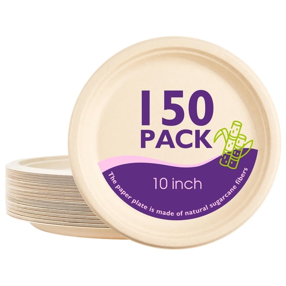Platos de Papel Compostables PACKINNO de 10" Paquete de 150