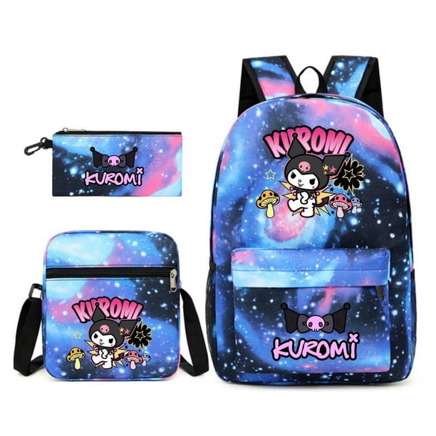 3pcs/Set MINISO Kuromi Kids Backpack Cartoon Print Primary school Pencil Case Boy Girl Shoulder Bag Children Schoolbag Gift