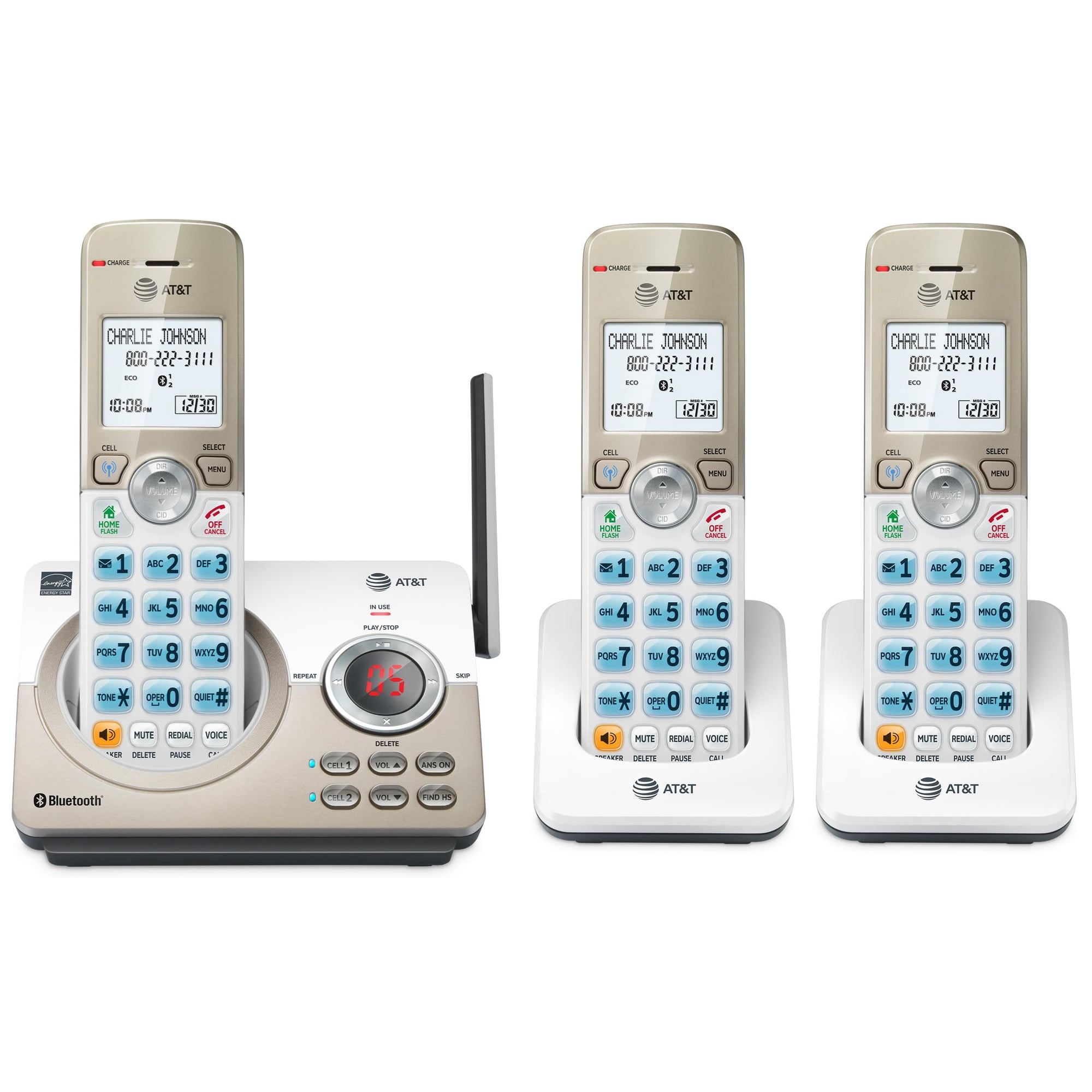 Teléfono Inalámbrico At&t Dl72319 Dect 6.0 De 3 Auriculares Con Conexión A Celular