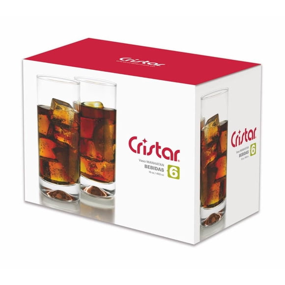 Set 6 Vaso altos Manhatan vidrio 453ml transparente, 1 Un