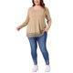 thumbnail image 2 of Agnes Orinda Blusas de Talla Grande para Mujeres, Manga Larga, Cuello Cuadrado, Túnica de Otoño Invierno con Dobladillo de Encaje 1X Caqui, 2 of 5