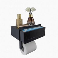 Xusx111 - Portador De Papel Higiénico Con Cajón De Almacenamiento Incorporado | Organizador De Baño De Plástico Brillante | Estante Resistente A La Oxidación, Ajustable De Doble Montaje Y Montaje En L