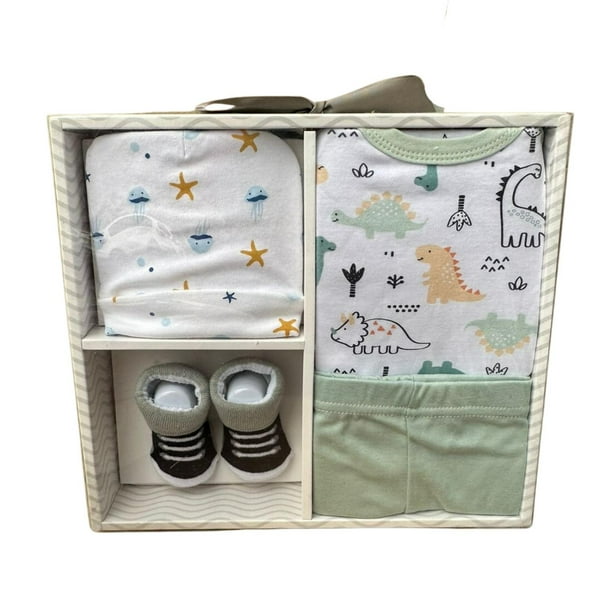 Set Bebe Ajuar Recien Nacido 4 Piezas En Caja Regalo Niñ0 multicolor 0-3 meses